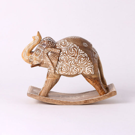 Regal Rocking Elephant – Handcrafted Wooden Décor
